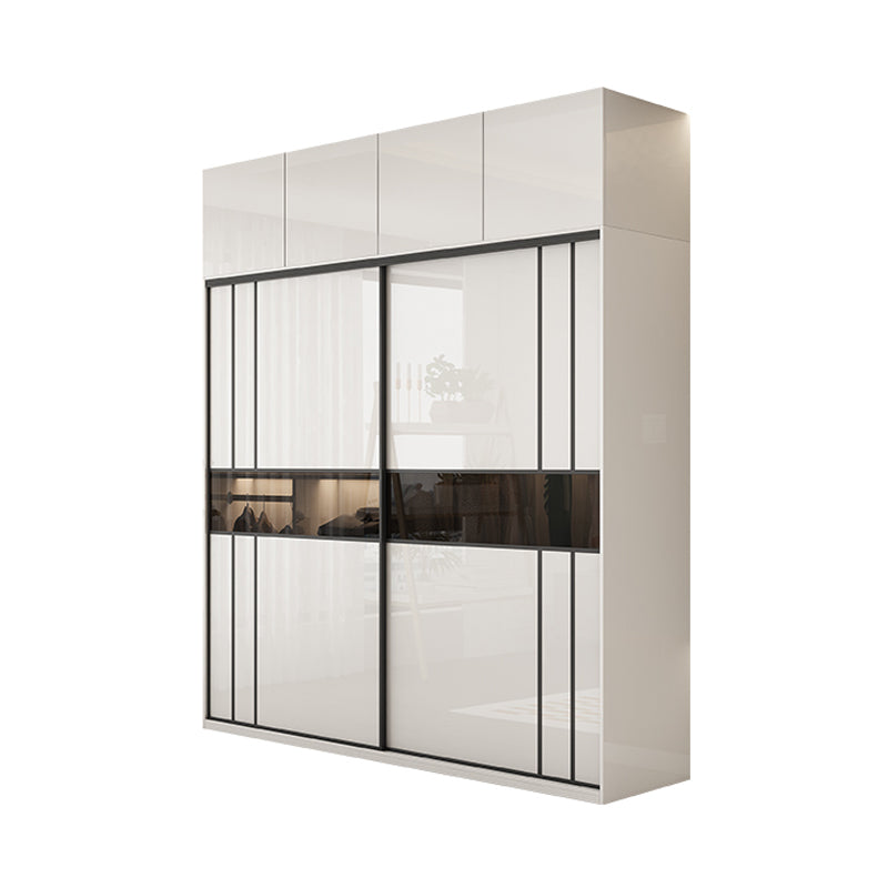 White Colour Wooden Wardrobe Cloth Rod Included Wardrobe Closet with Shelves Armories & Top Cabinet Clearhalo 'Armoires & Wardrobes' 'armoires_wardrobes' 'Bedroom Furniture' 'furn' 'furn_armoires_wardrobes' 'Furniture' 6529528