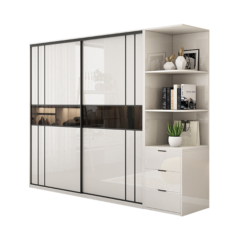 White Colour Wooden Wardrobe Cloth Rod Included Wardrobe Closet with Shelves Armoires & Sideboard Clearhalo 'Armoires & Wardrobes' 'armoires_wardrobes' 'Bedroom Furniture' 'furn' 'furn_armoires_wardrobes' 'Furniture' 6529529
