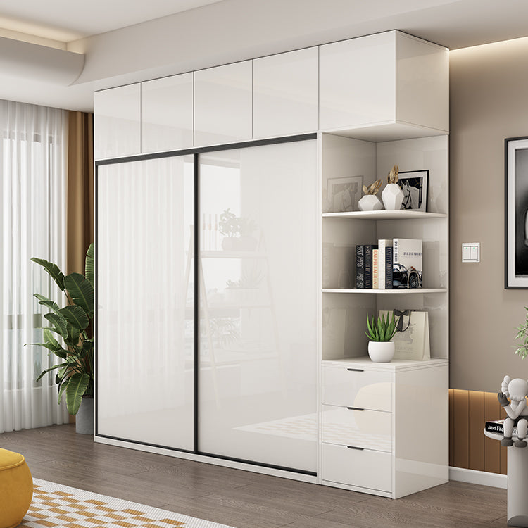 White Colour Wooden Wardrobe Cloth Rod Included Wardrobe Closet with Shelves Clearhalo 'Armoires & Wardrobes' 'armoires_wardrobes' 'Bedroom Furniture' 'furn' 'furn_armoires_wardrobes' 'Furniture' 6529533