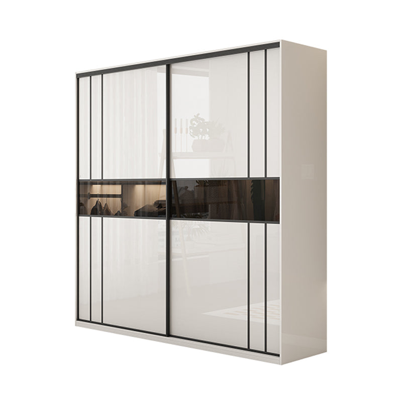 White Colour Wooden Wardrobe Cloth Rod Included Wardrobe Closet with Shelves Armoires & Wardrobes Clearhalo 'Armoires & Wardrobes' 'armoires_wardrobes' 'Bedroom Furniture' 'furn' 'furn_armoires_wardrobes' 'Furniture' 6529534