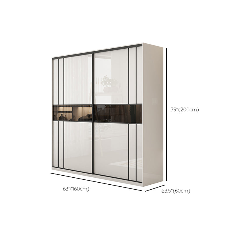 White Colour Wooden Wardrobe Cloth Rod Included Wardrobe Closet with Shelves Clearhalo 'Armoires & Wardrobes' 'armoires_wardrobes' 'Bedroom Furniture' 'furn' 'furn_armoires_wardrobes' 'Furniture' 6529541