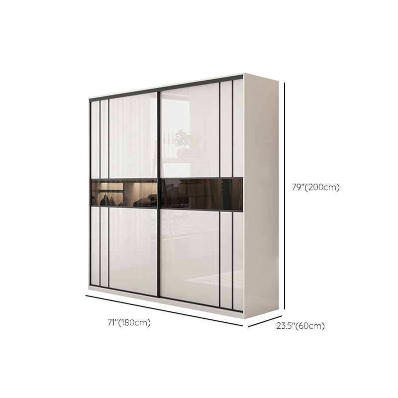 White Colour Wooden Wardrobe Cloth Rod Included Wardrobe Closet with Shelves Clearhalo 'Armoires & Wardrobes' 'armoires_wardrobes' 'Bedroom Furniture' 'furn' 'furn_armoires_wardrobes' 'Furniture' 6529542