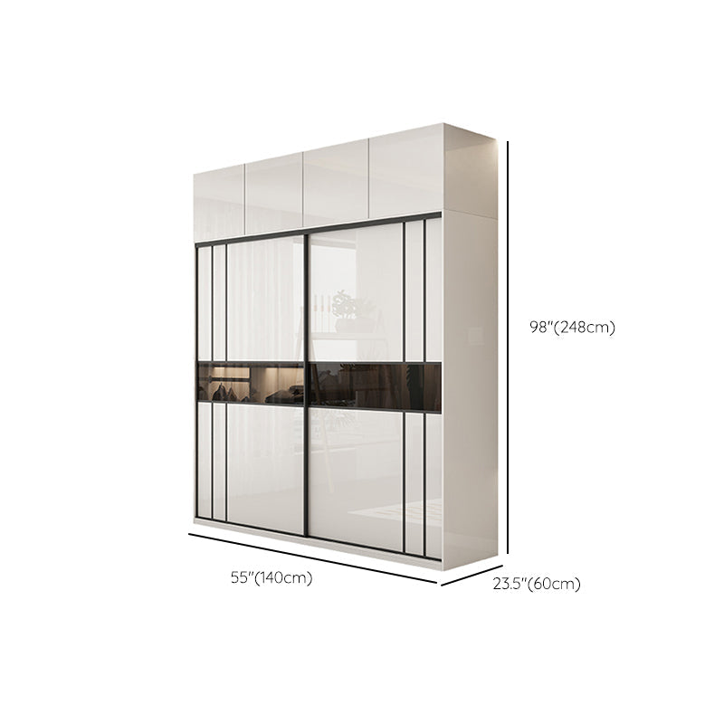 White Colour Wooden Wardrobe Cloth Rod Included Wardrobe Closet with Shelves Clearhalo 'Armoires & Wardrobes' 'armoires_wardrobes' 'Bedroom Furniture' 'furn' 'furn_armoires_wardrobes' 'Furniture' 6529545
