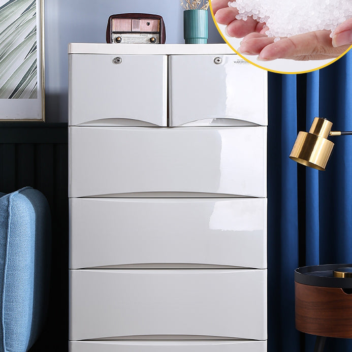 Plastic Polished Finish Storage Cabinet Contemporary Cabinet with Drawers