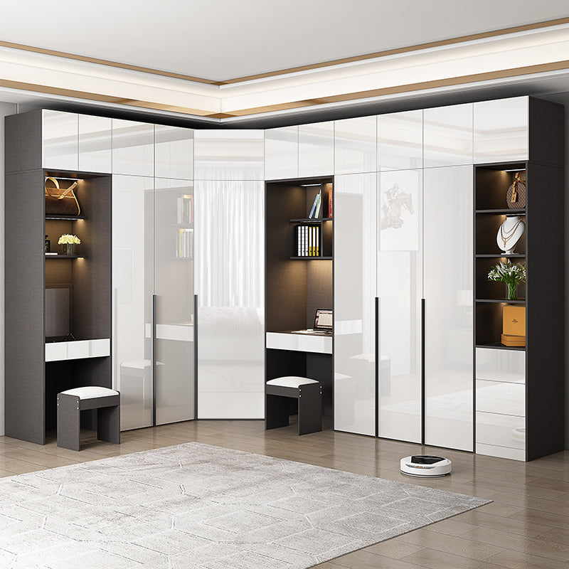 White Colour Wooden Wardrobe Cloth Rod Included Wardrobe Closet with Drawer