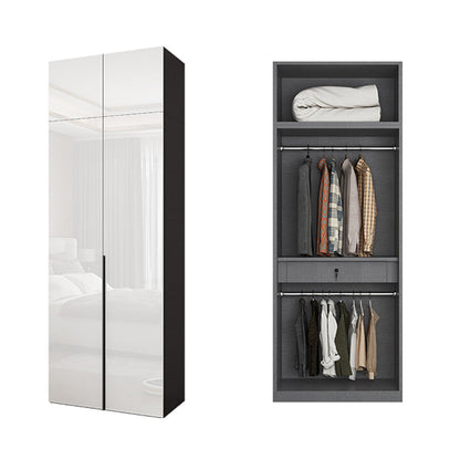 White Colour Wooden Wardrobe Cloth Rod Included Wardrobe Closet with Drawer