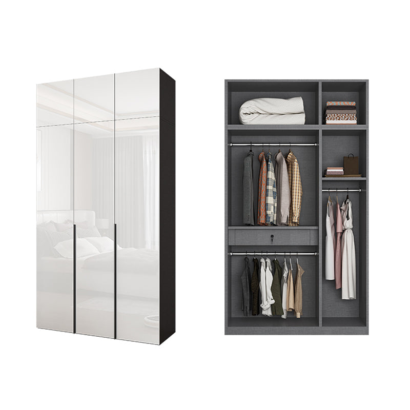 White Colour Wooden Wardrobe Cloth Rod Included Wardrobe Closet with Drawer