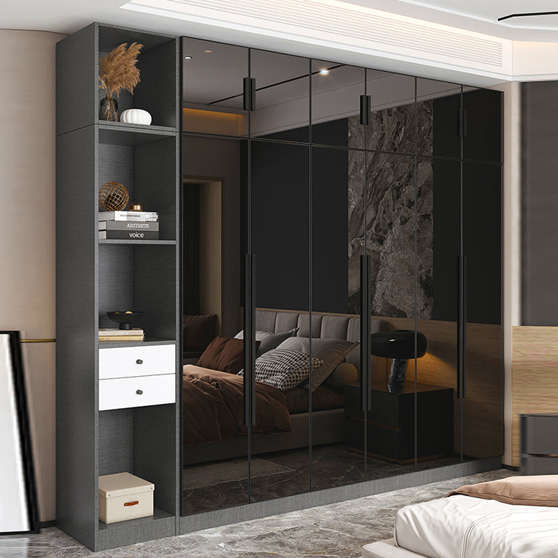 Armario de cristal de color negro con puerta de cierre suave para el hogar