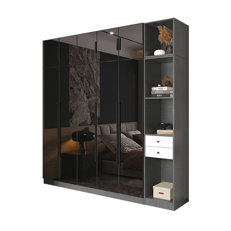 Armario de cristal de color negro con puerta de cierre suave para el hogar