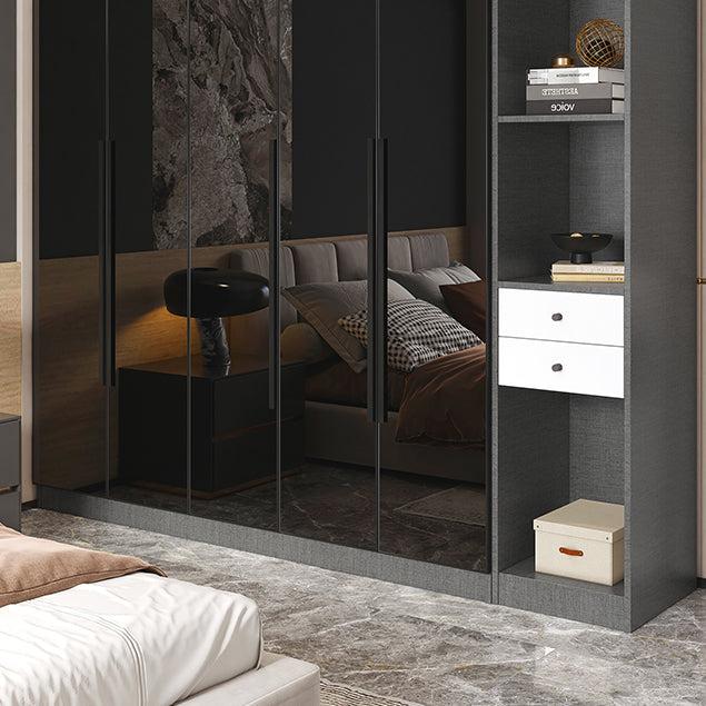 Armario de cristal de color negro con puerta de cierre suave para el hogar