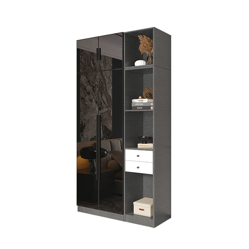 Armario de cristal de color negro con puerta de cierre suave para el hogar