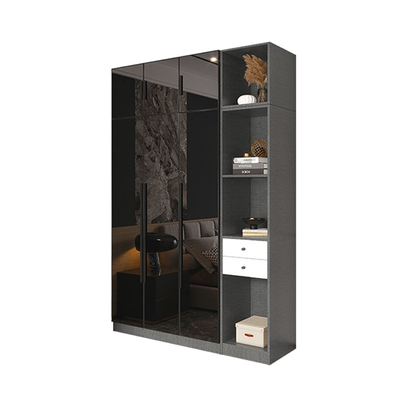 Armario de cristal de color negro con puerta de cierre suave para el hogar