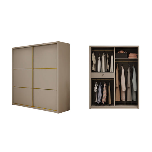 Contemporary Style Wardrobe Wooden Bedroom Wardrobe Closet with Clothes Rail Armoires & Wardrobes