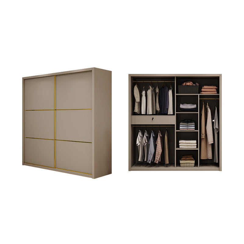 Contemporary Style Wardrobe Wooden Bedroom Wardrobe Closet with Clothes Rail Armoires & Wardrobes Clearhalo 'Armoires & Wardrobes' 'armoires_wardrobes' 'Bedroom Furniture' 'furn' 'furn_armoires_wardrobes' 'Furniture' 6529757