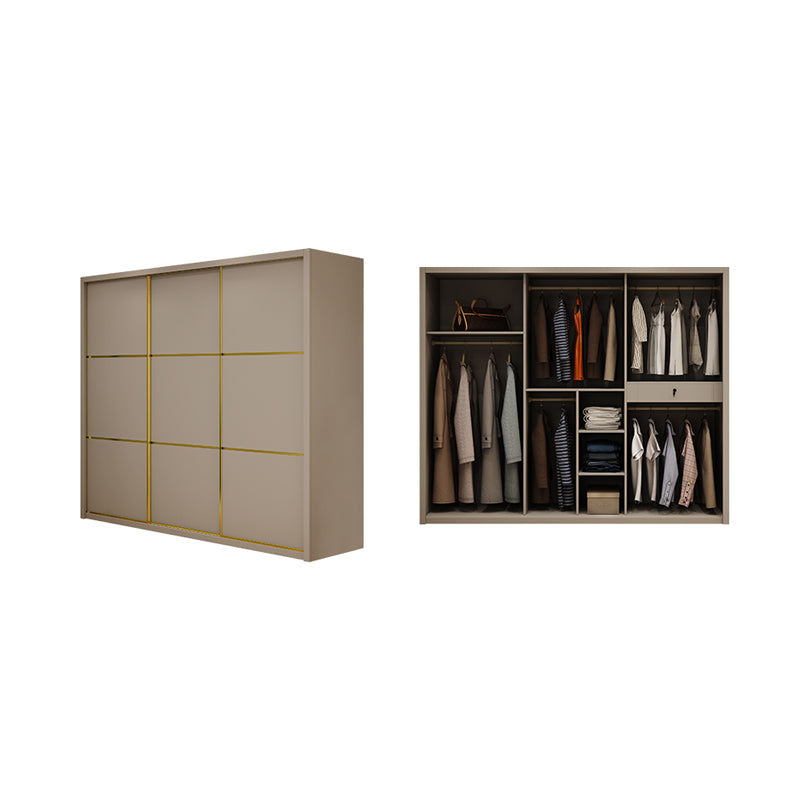 Contemporary Style Wardrobe Wooden Bedroom Wardrobe Closet with Clothes Rail Armoires & Wardrobes Clearhalo 'Armoires & Wardrobes' 'armoires_wardrobes' 'Bedroom Furniture' 'furn' 'furn_armoires_wardrobes' 'Furniture' 6529759