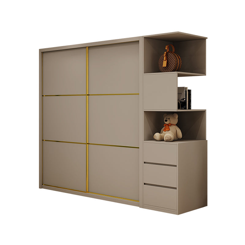 Contemporary Style Wardrobe Wooden Bedroom Wardrobe Closet with Clothes Rail Armoires & Sideboard Clearhalo 'Armoires & Wardrobes' 'armoires_wardrobes' 'Bedroom Furniture' 'furn' 'furn_armoires_wardrobes' 'Furniture' 6529765