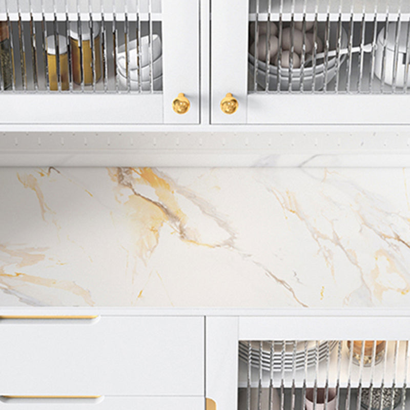 Buffet de comedor de piedra lateral de estilo glamorial con gabinetes y cajones