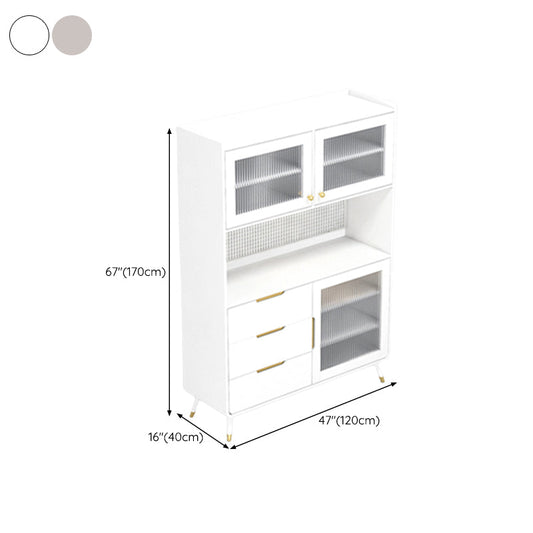 Tampone da pranzo in pietra in stile glam con armadi e cassetti