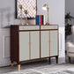 Modern Style Buffet Table Solid Wood Side Board with Cabinets and Drawers 55.1"L x 14.2"W x 43.3"H Off-White Clearhalo 'buffet_sideboard' 'Buffets & Sideboards' 'furn' 'furn_buffet_sideboard' 'Furniture' 'Kitchen & Dining Furniture' 6529962