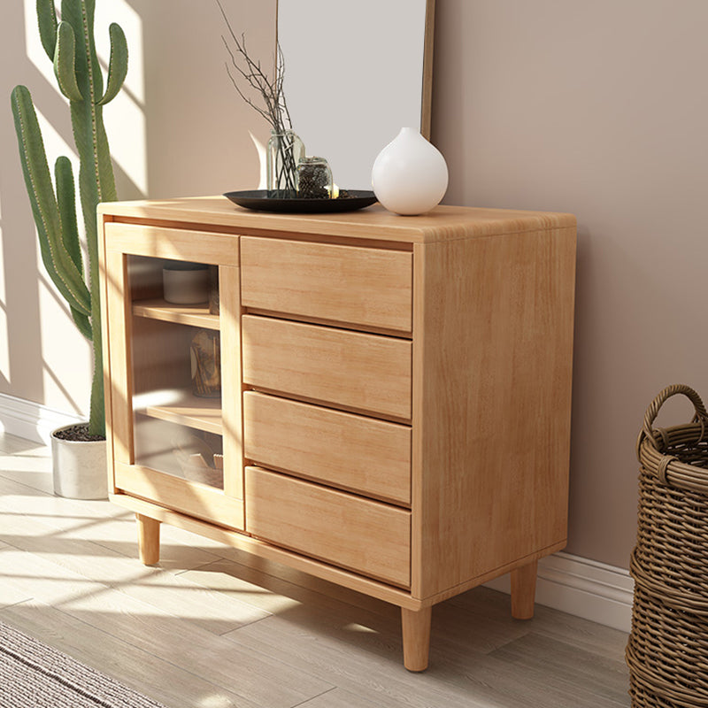 Modern Buffet Table de madera maciza de 31.5 pulgadas con gabinete y cajones