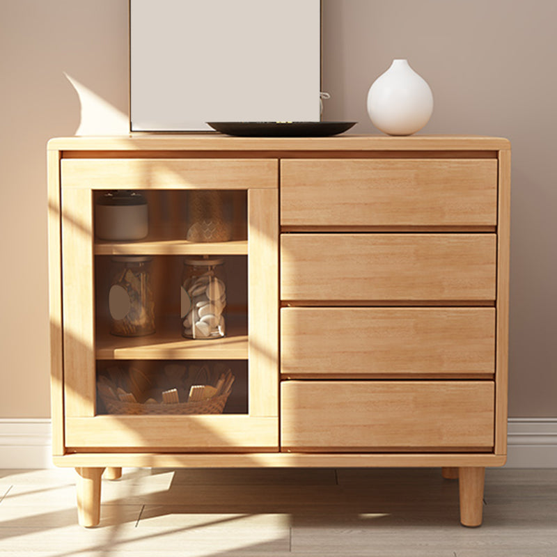 Modern Buffet Table de madera maciza de 31.5 pulgadas con gabinete y cajones