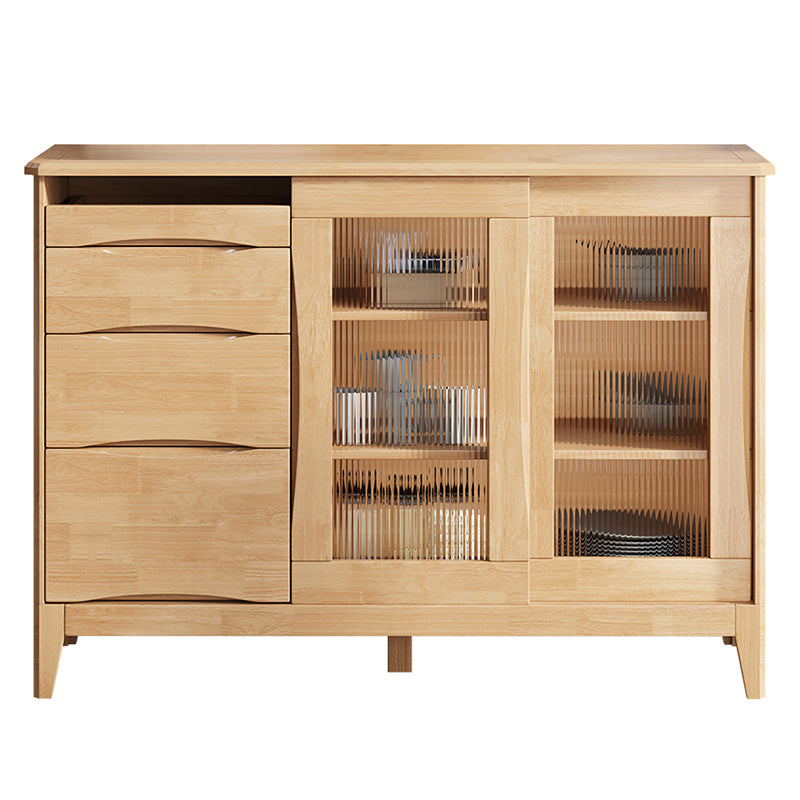 Tavolo da buffet in stile moderno in legno massiccio da 31,7 pollici con armadi