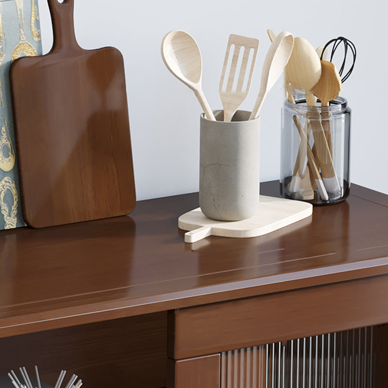 Tavolo da buffet in stile moderno in legno massiccio da 31,7 pollici con armadi