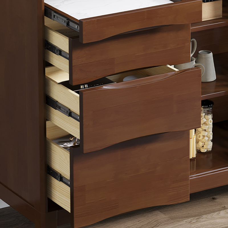 Tavolo da buffet in stile moderno in legno massiccio da 31,7 pollici con armadi