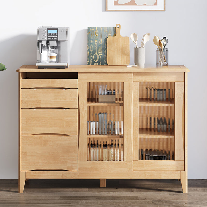 Tavolo da buffet in stile moderno in legno massiccio da 31,7 pollici con armadi