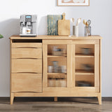 Tavolo da buffet in stile moderno in legno massiccio da 31,7 pollici con armadi