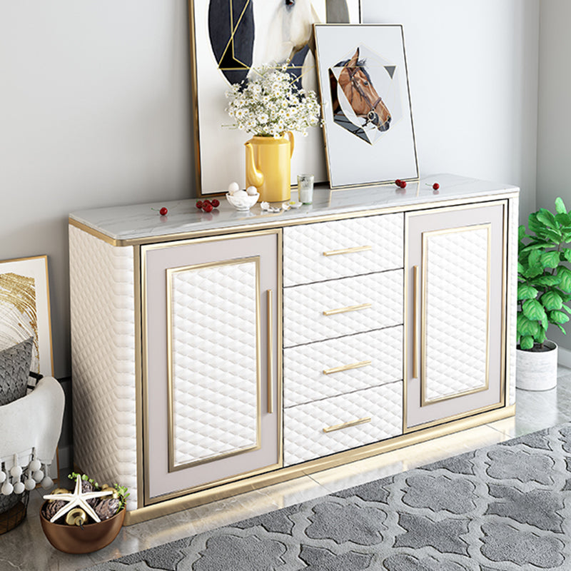 Tavolo a buffet in falda in marmo glam da 34,6 pollici con armadi e cassetti