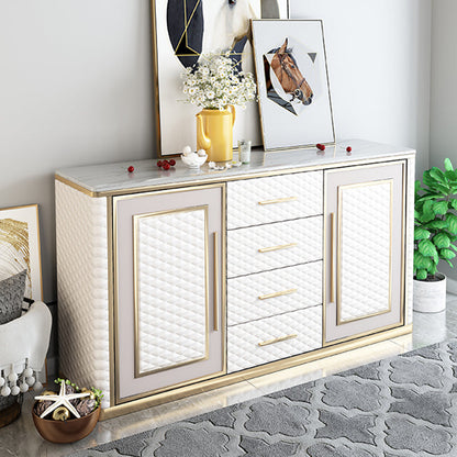 Tavolo a buffet in falda in marmo glam da 34,6 pollici con armadi e cassetti