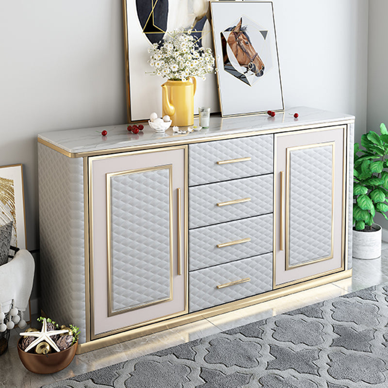 Tavolo a buffet in falda in marmo glam da 34,6 pollici con armadi e cassetti