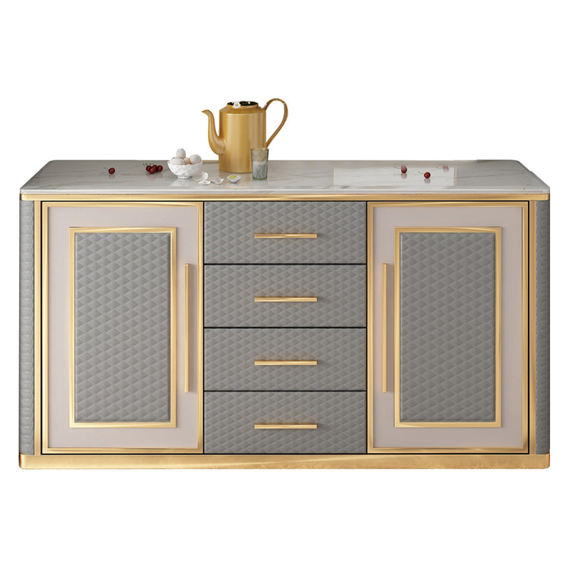 Tavolo a buffet in falda in marmo glam da 34,6 pollici con armadi e cassetti