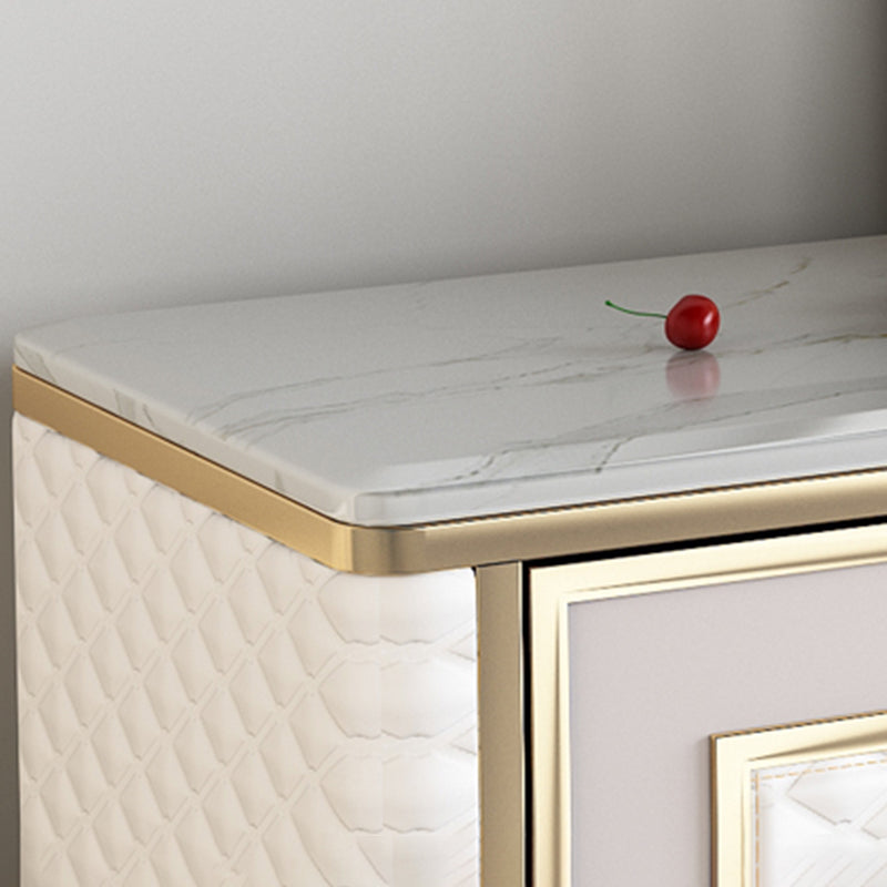 Tavolo a buffet in falda in marmo glam da 34,6 pollici con armadi e cassetti