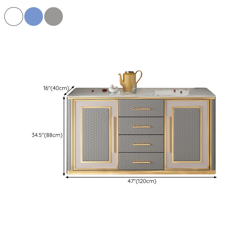 Tavolo a buffet in falda in marmo glam da 34,6 pollici con armadi e cassetti
