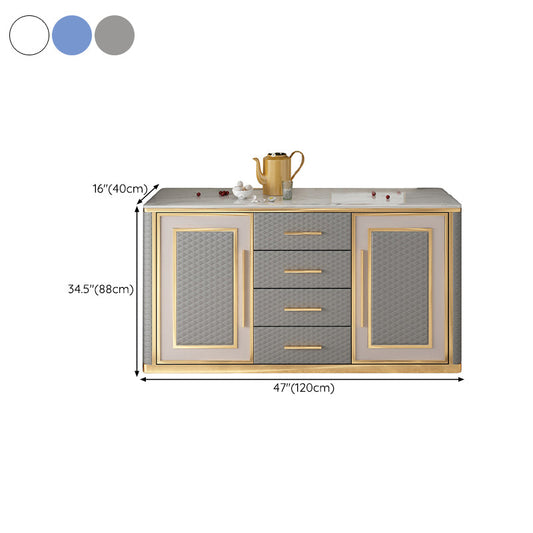 Tavolo a buffet in falda in marmo glam da 34,6 pollici con armadi e cassetti