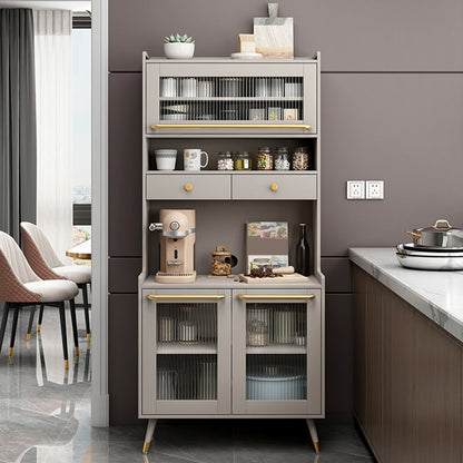 Wood Buffet Table Glam Sideboard Table with Cabinets and Drawers 31.5"L x 18"W x 69"H Champagne Clearhalo 'buffet_sideboard' 'Buffets & Sideboards' 'furn' 'furn_buffet_sideboard' 'Furniture' 'Kitchen & Dining Furniture' 6530196