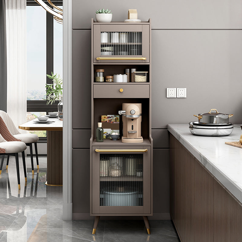 Wood Buffet Table Glam Sideboard Table with Cabinets and Drawers 20"L x 18"W x 69"H Grey Clearhalo 'buffet_sideboard' 'Buffets & Sideboards' 'furn' 'furn_buffet_sideboard' 'Furniture' 'Kitchen & Dining Furniture' 6530197