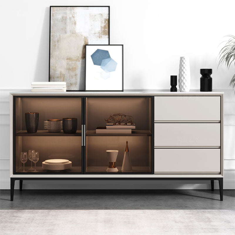 Tavolo a buffet in pietra moderna scheda laterale in stile moderno con armadi e cassetti