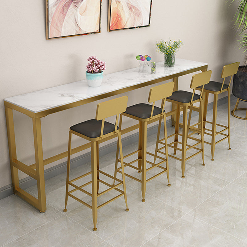 Glam Style Rectangle Bistro Set 1/5/9 Pieces Faux Marble Bar Table Set 5 Pieces: Table, 4 Stools Clearhalo 'Bar Furniture' 'furn' 'furn_home_bar_bar_sets' 'Furniture' 'Home Bars & Bar Sets' 'home_bar_bar_sets' 'Kitchen & Dining Furniture' 6530361