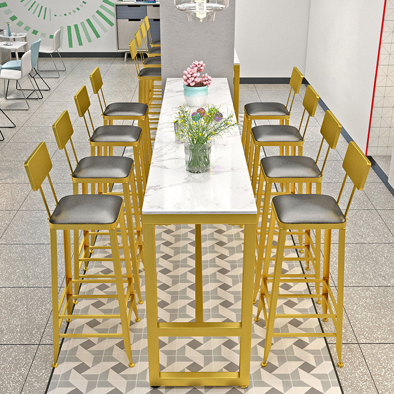 Glam Style Rectangle Bistro Set 1/5/9 Pieces Faux Marble Bar Table Set 9 Pieces: Table, 8 Stools Clearhalo 'Bar Furniture' 'furn' 'furn_home_bar_bar_sets' 'Furniture' 'Home Bars & Bar Sets' 'home_bar_bar_sets' 'Kitchen & Dining Furniture' 6530362