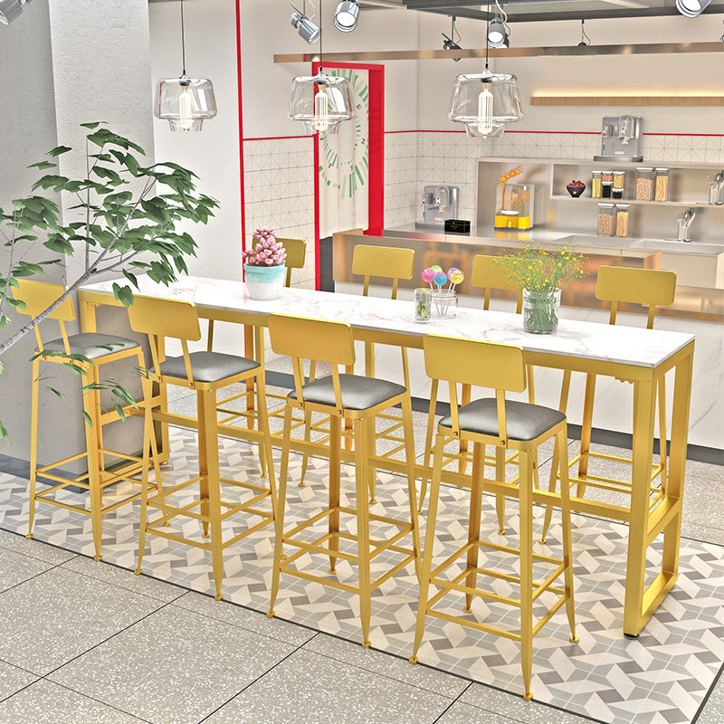 Glam Style Rectangle Bistro Set 1/5/9 Pieces Faux Marble Bar Table Set Clearhalo 'Bar Furniture' 'furn' 'furn_home_bar_bar_sets' 'Furniture' 'Home Bars & Bar Sets' 'home_bar_bar_sets' 'Kitchen & Dining Furniture' 6530366