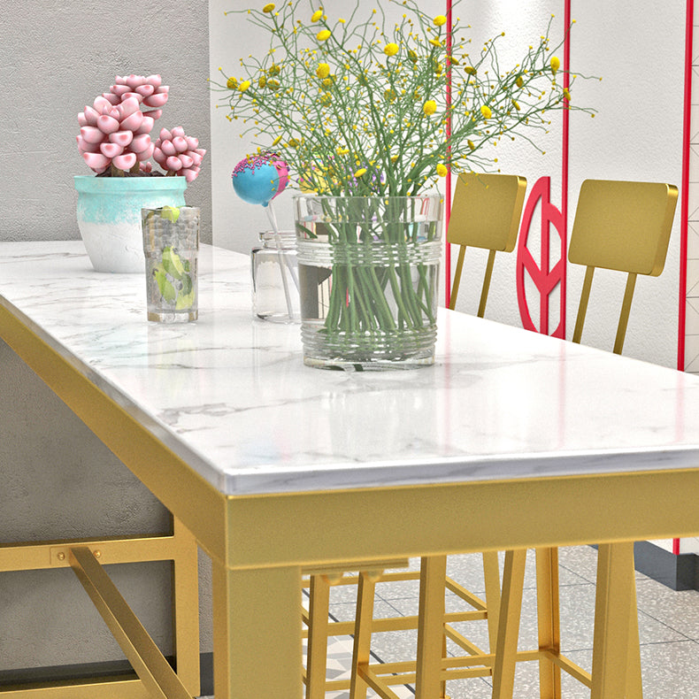 Glam Style Rectangle Bistro Set 1/5/9 Pieces Faux Marble Bar Table Set Clearhalo 'Bar Furniture' 'furn' 'furn_home_bar_bar_sets' 'Furniture' 'Home Bars & Bar Sets' 'home_bar_bar_sets' 'Kitchen & Dining Furniture' 6530369