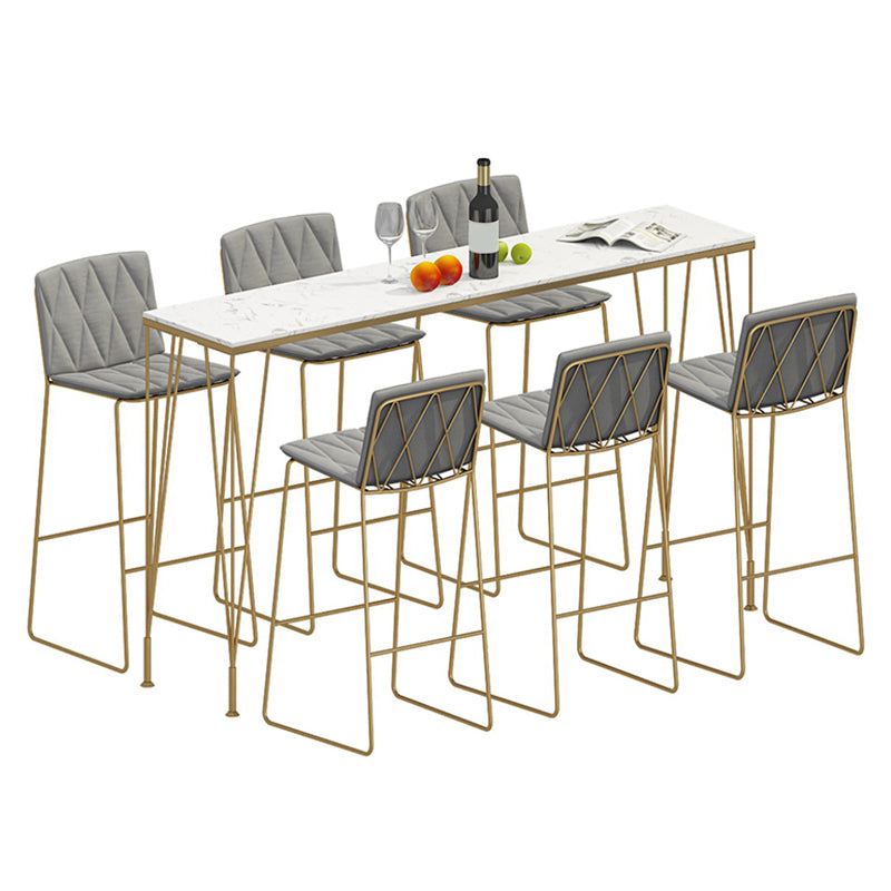 Juego de bistró rectangular estilo Glam, juego de mostrador de mármol sintético de 1/7 piezas
