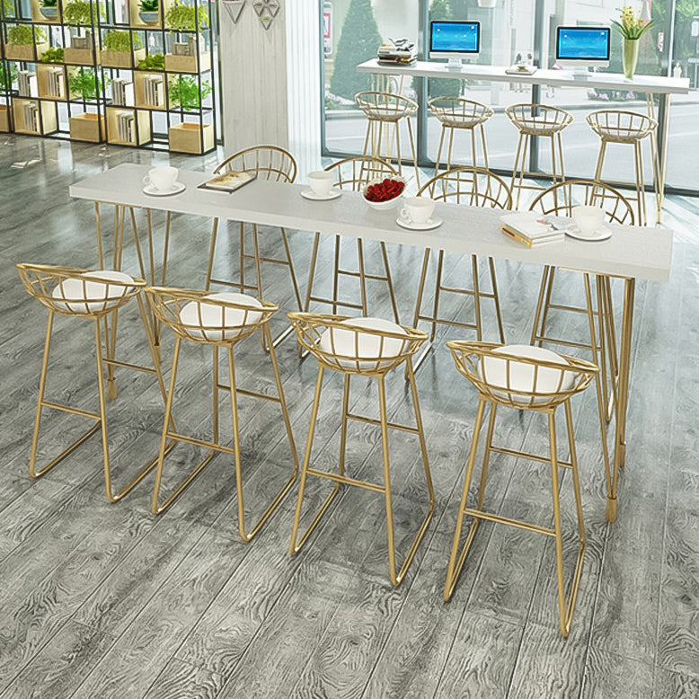 Glam Style Rectangle Counter Set 1/2/3/9 Pieces Solid Wood Bistro Set 9 Pieces: Table, 8 Stools Clearhalo 'Bar Furniture' 'furn' 'furn_home_bar_bar_sets' 'Furniture' 'Home Bars & Bar Sets' 'home_bar_bar_sets' 'Kitchen & Dining Furniture' 6530496
