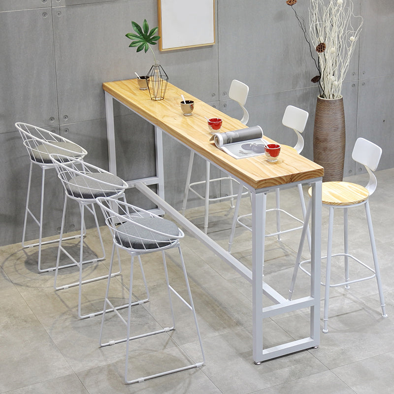 Industrial Rectangle Bar Table Set 1/4/5/7 Pieces Solid Wood Pub Set Clearhalo 'Bar Furniture' 'furn' 'furn_home_bar_bar_sets' 'Furniture' 'Home Bars & Bar Sets' 'home_bar_bar_sets' 'Kitchen & Dining Furniture' 6530598