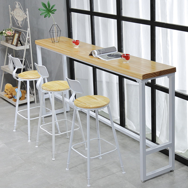 Industrial Rectangle Bar Table Set 1/4/5/7 Pieces Solid Wood Pub Set 4 Pieces: Table, 3 Brown Stools Clearhalo 'Bar Furniture' 'furn' 'furn_home_bar_bar_sets' 'Furniture' 'Home Bars & Bar Sets' 'home_bar_bar_sets' 'Kitchen & Dining Furniture' 6530601
