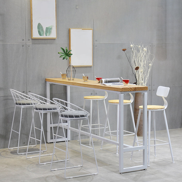 Industrial Rectangle Bar Table Set 1/4/5/7 Pieces Solid Wood Pub Set 7 Pieces: Table, 6 Stools Clearhalo 'Bar Furniture' 'furn' 'furn_home_bar_bar_sets' 'Furniture' 'Home Bars & Bar Sets' 'home_bar_bar_sets' 'Kitchen & Dining Furniture' 6530602