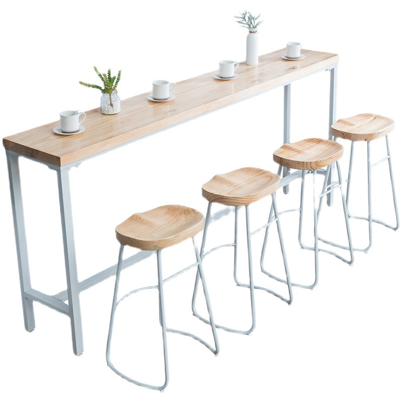 Industrial Rectangle Bar Table Set 1/4/5/7 Pieces Solid Wood Pub Set 5 Pieces: Table, 4 Stools Clearhalo 'Bar Furniture' 'furn' 'furn_home_bar_bar_sets' 'Furniture' 'Home Bars & Bar Sets' 'home_bar_bar_sets' 'Kitchen & Dining Furniture' 6530611